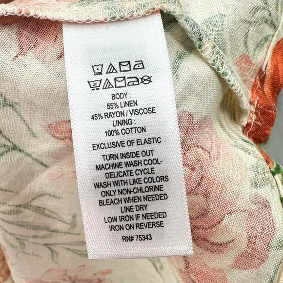 Joie Linen Floral Empire Dress with Pockets Size 8 Regency Cottagecore Prairie - Picture 10 of 12